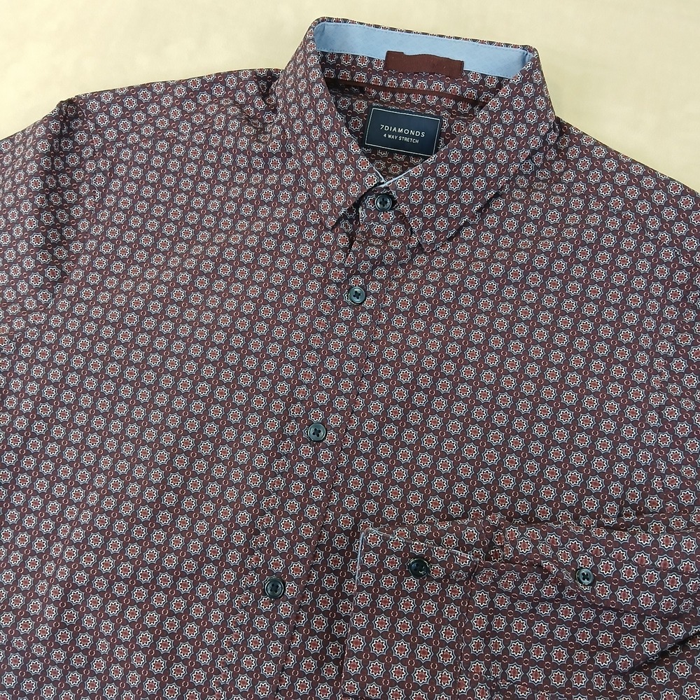 7 Diamonds Small Mens Shirt 4 Way Stretch Performance Long Sleeve 19x27